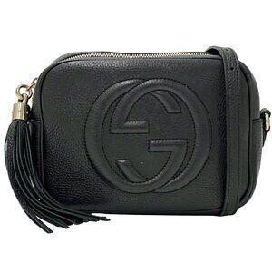 GUCCI Black Leather Shoulder Bag